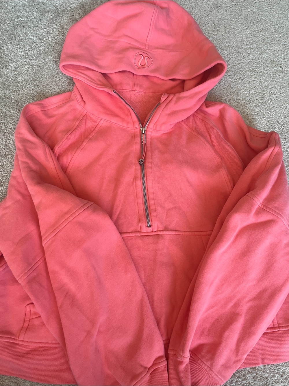 Lululemon half zip scuba hoodie- coral pink! XL-XXL